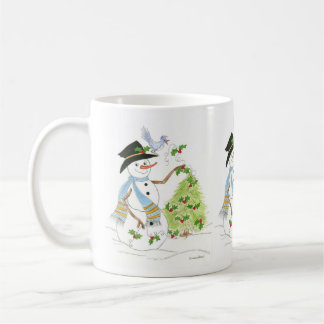 Snowman with a Bluebird Koffiemok