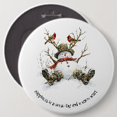 Snowman with Cardinals Ronde Button 6,0 Cm (Voorkant /achterkant)
