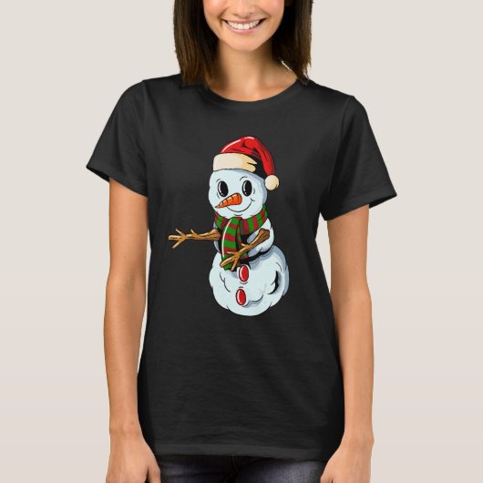 Snowman with Christmashat Floss Dance on Christmas T-shirt (Voorkant)