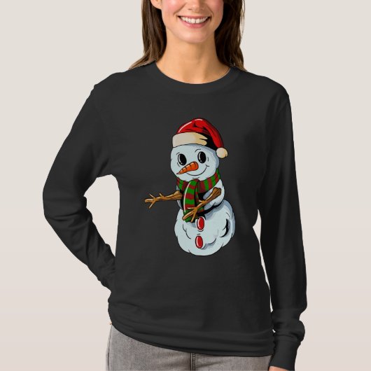 Snowman with Christmashat Floss Dance on Christmas T-shirt (Voorkant)