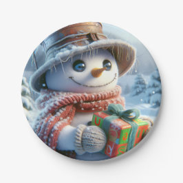  Snowman with Gift, Christmas, Author Natasha Us   Papieren Bordje