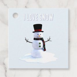 Snowman with hat and scarf. I Love Snow Bedankjes Labels