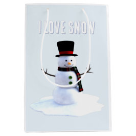 Snowman with hat and scarf. I Love Snow Medium Cadeauzakje