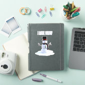 Snowman with hat and scarf. I Love Snow Sticker (iPad Cover)