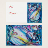 SNOWMAN With OWL, étiquette cadeau (Devant & derrière)