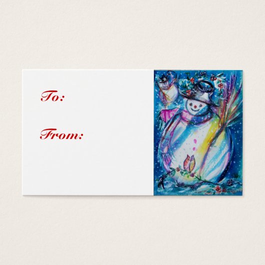 SNOWMAN With OWL, étiquette cadeau (Devant)
