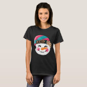 Snowman With Santa Hat And Leopard Pattern  T-shirt (Voorkant volledig)