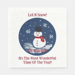 Snowman Wonderful Time Jaar PERSONALISEREN Naam Servet