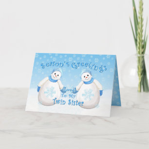 Snowman Wonderland voor Twin Sister Card Feestdagen Kaart
