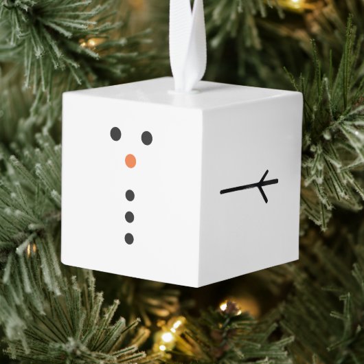 Snowman Wooden Cube Christmas Ornament (Boom)