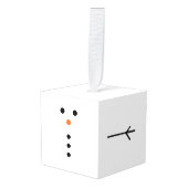 Snowman Wooden Cube Christmas Ornament (Voorkant hoekig)