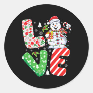 Snowman Xmas Family Matching Design Snowman Christ Ronde Sticker