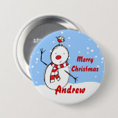 Snowman xmas naam Button badges (Voorkant /achterkant)