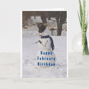 SNOWMAN ZEGT **HAPPY FEBRUARY BIRTHDAY* KAART