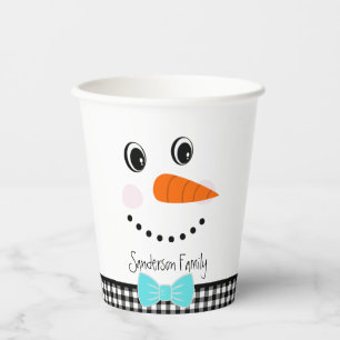 Snowman ziet Blauwgroen blauwe Bowtie Black Buffal Papieren Bekers