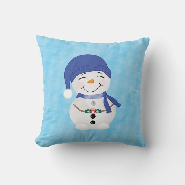 Snowman's Cacao Delight Kerstmis Kussen (Voorkant)