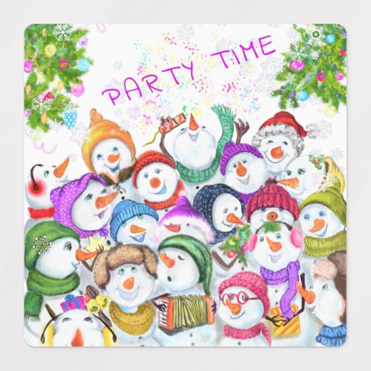 Snowmans Étiquette cadeau Noël fête (Design 1)