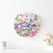Snowmans fête Noël Horloge Personnalisée Nom du te (Maison)