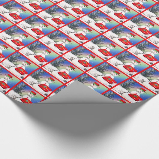 Snowman's kerstcadeau cadeaupapier (Hoek)