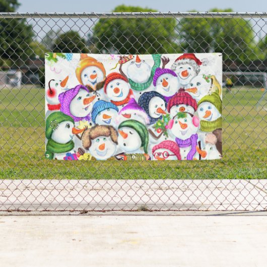 Snowmans Noël bannière fête cadeau (En situation)