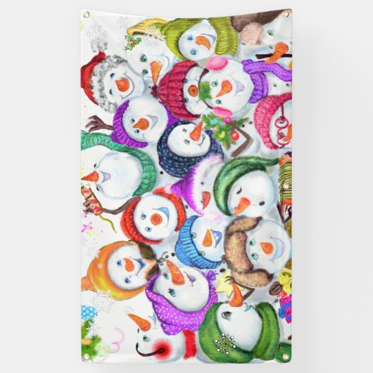Snowmans Noël bannière fête cadeau (Vertical)