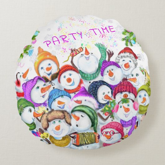 Snowmans Noël Round Coussin (Devant)