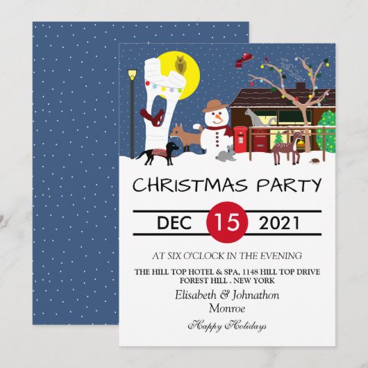 Snowman's Party Happy Holidays Invitation (Devant / Derrière)