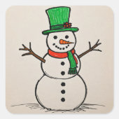 Snowmansticker Vierkante Sticker (Voorkant)