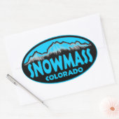 Snowmass Colorado bleu ovale autocollants (Enveloppe)