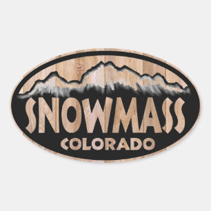 Snowmass Colorado en bois signe oval autocollants