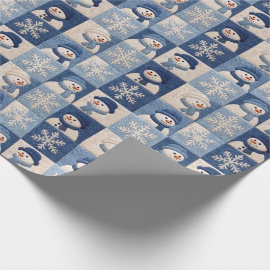 Snowmen and Snowflakes Quilt Pattern Cadeaupapier (Hoek)