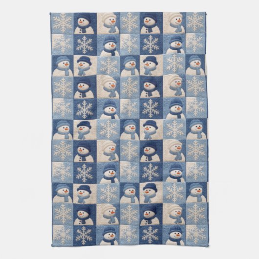 Snowmen and Snowflakes Quilt Pattern Theedoek (Verticaal)