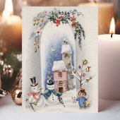  Snowmen Angel Boy Courier Kerstmis Feestdagen Kaart