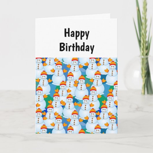 Snowmen Birthday Card Kaart (Voorkant)