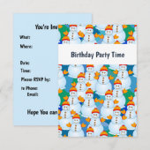 Snowmen Birthday Uitnodiging (Voorkant / Achterkant)