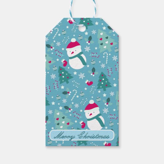 Snowmen, Candy Canes & Festive Holiday Design Cadeaulabel (Voorkant)
