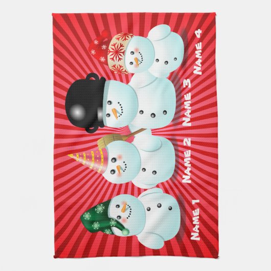 Snowmen  Cartoon Theedoek (Verticaal)