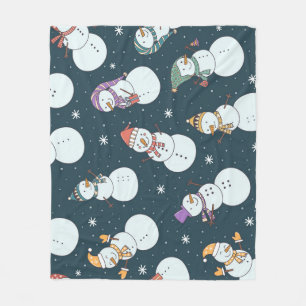 Snowmen Christmas:  sneeuwval charme. Fleece Deken