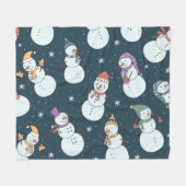 Snowmen Christmas: sneeuwval charme. Fleece Deken (Voorkant (Horizontaal))