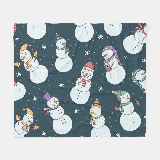 Snowmen Christmas: sneeuwval charme. Fleece Deken (Voorkant (Horizontaal))