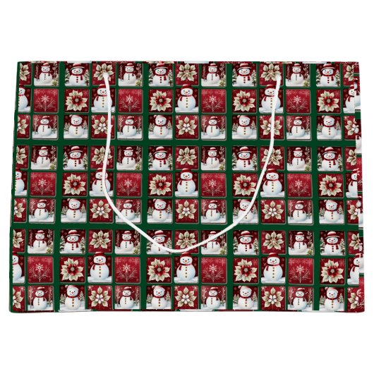 Snowmen Collage Groot Cadeauzakje (Voorkant)
