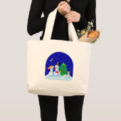 Snowmen Dancing Grote Tote Bag (Voorkant (product))
