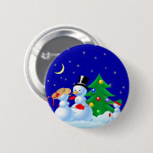 Snowmen Dancing Ronde Button 5,7 Cm (Voorkant /achterkant)