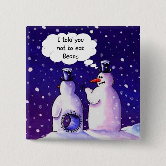 Snowmen eet geen bonen vierkante button 5,1 cm (Voorkant)