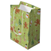 Snowmen en Candy Canes Medium Cadeauzakje (Voorkant Gekanteld)