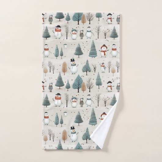 Snowmen en kerstbomen bad handdoek (Handdoek)