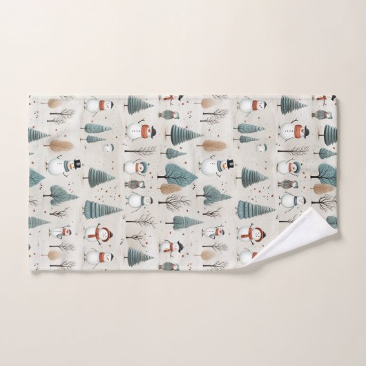 Snowmen en kerstbomen bad handdoek (Handdoek)