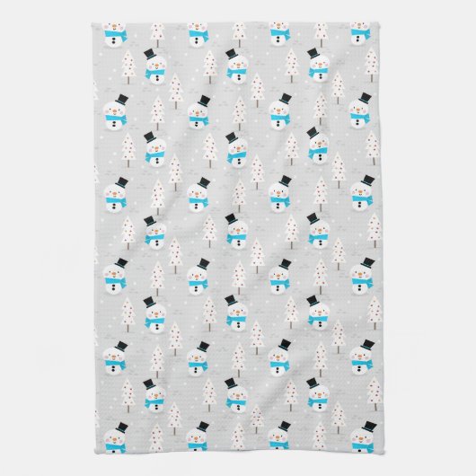 Snowmen en kerstbomen theedoek (Verticaal)