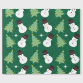 Snowmen en kerstboompatroon cadeaupapier (Vlak)