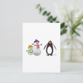 Snowmen en Penguin Briefkaart (Staand voorkant)